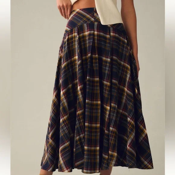 NWT Anthropologie-Pilcro Structured Godet Skirt in Navy - Picture 3 of 11